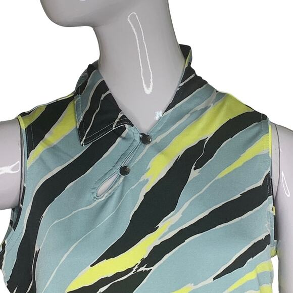 Jamie Sadock Sleeveless Blouse Pullover Size S Green Tones and Black - Picture 4 of 14